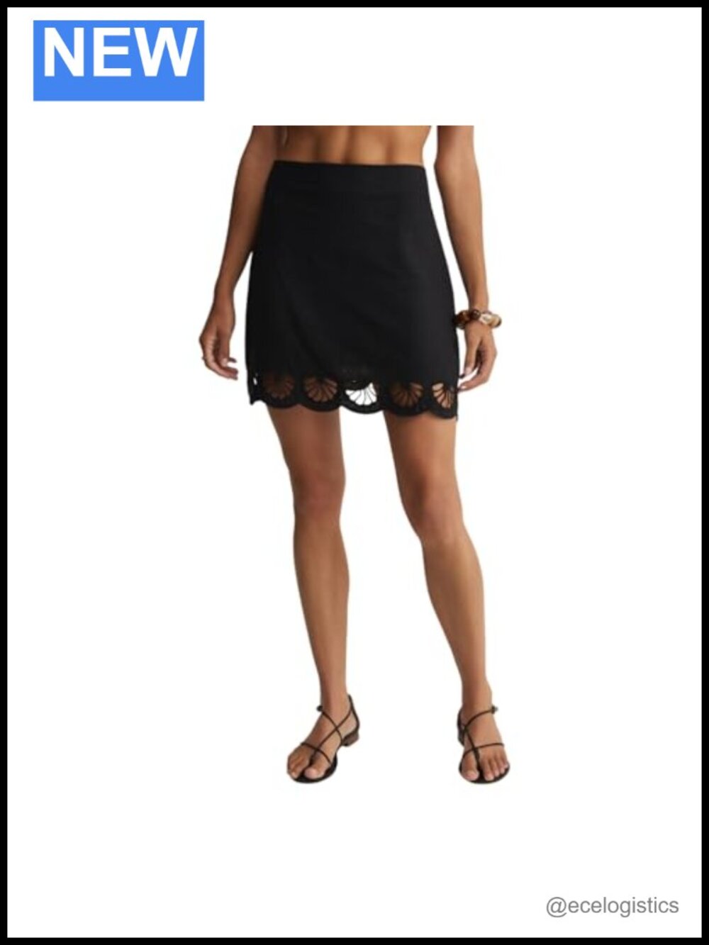 High Rise Linen Mini Skirt with Embroidery, Side Zip, Fully Lined